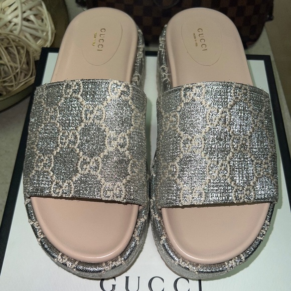 Gucci Gucci GG Lame Slide Sandal
